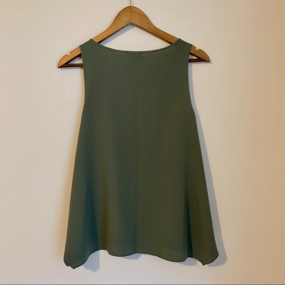 LIMITED Army Green Flowy Flare Sleeveless Tank Top - Picture 3 of 7